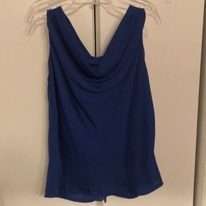 Blue split back blouse